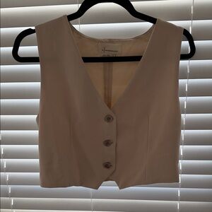 Anthropologie Cream Button-Up Vest
